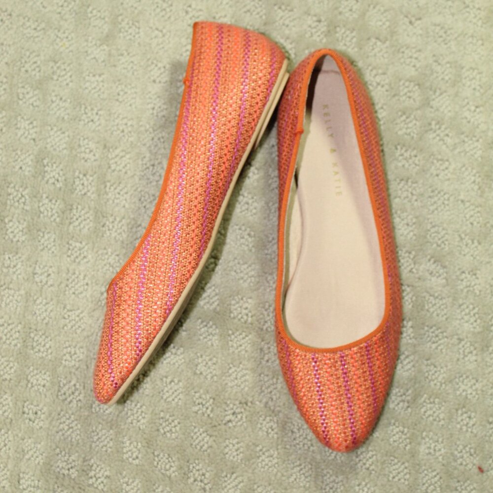 Kelly & Katie Pirassa Women's Size 8M Orange and Pink Woven Flats